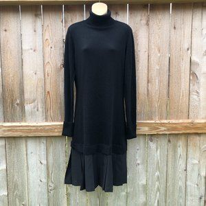 Soft Surroundings Black Chloe Turtleneck Sweater Dress Pleated Hem Size TM Tall